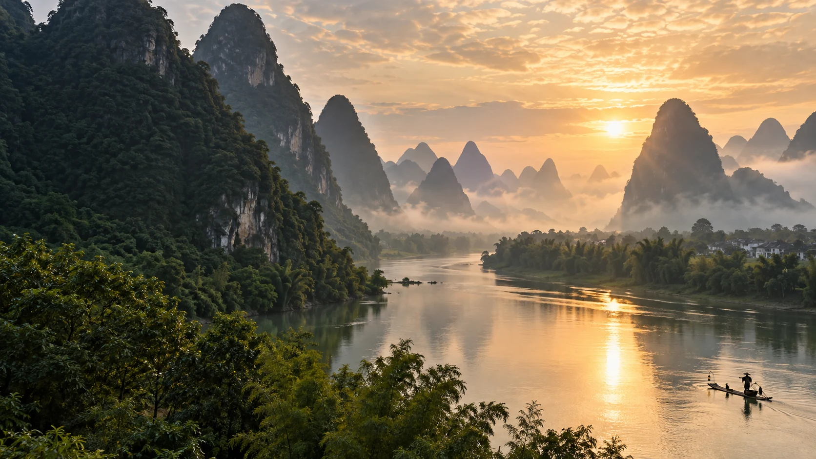 Li River-inspired dawn landscape
